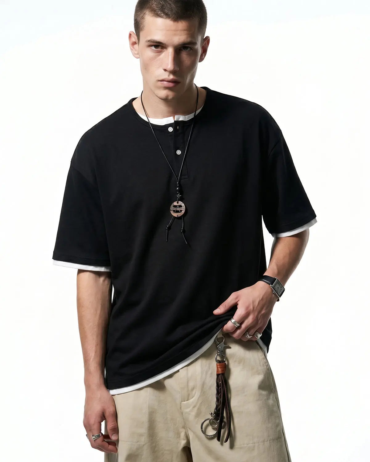 Old Money Layered Henley T-Shirt | Inflation Streetwear