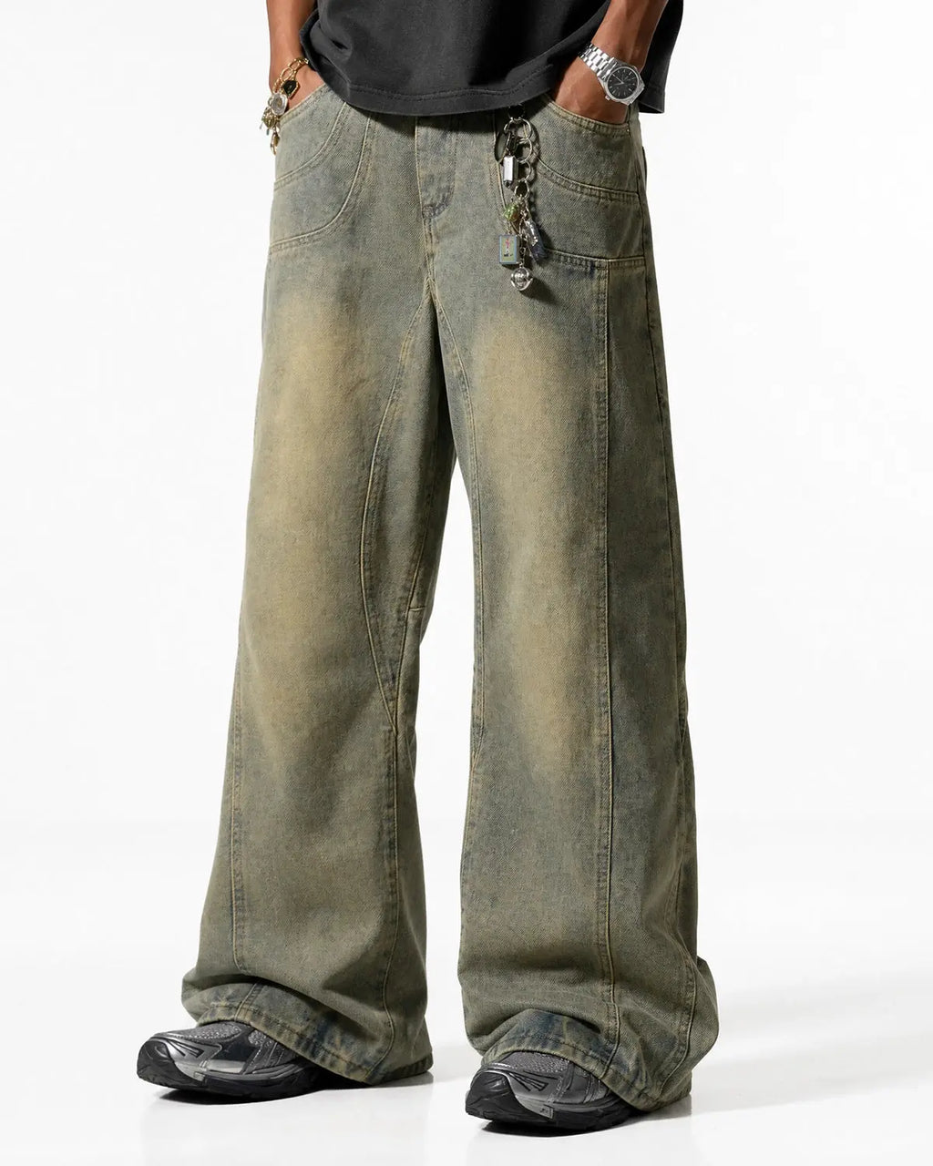 Curved Panel Straight-Leg Jeans | Inflation Streetwear
