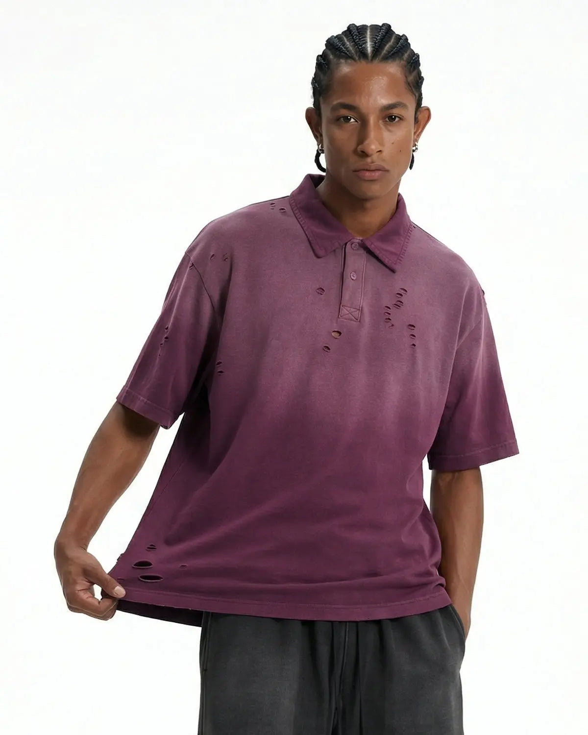 Distressed Ripped Washed Polo Shirts | Inflation Streetwear