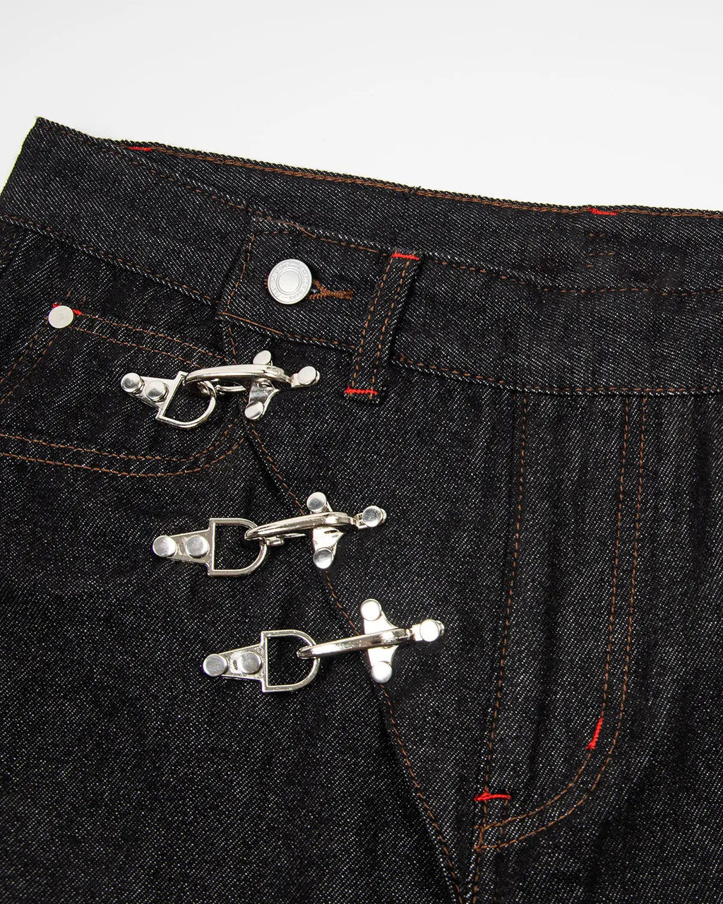 Asymmetric Buckle Raw Baggy Jeans | Inflation Streetwear