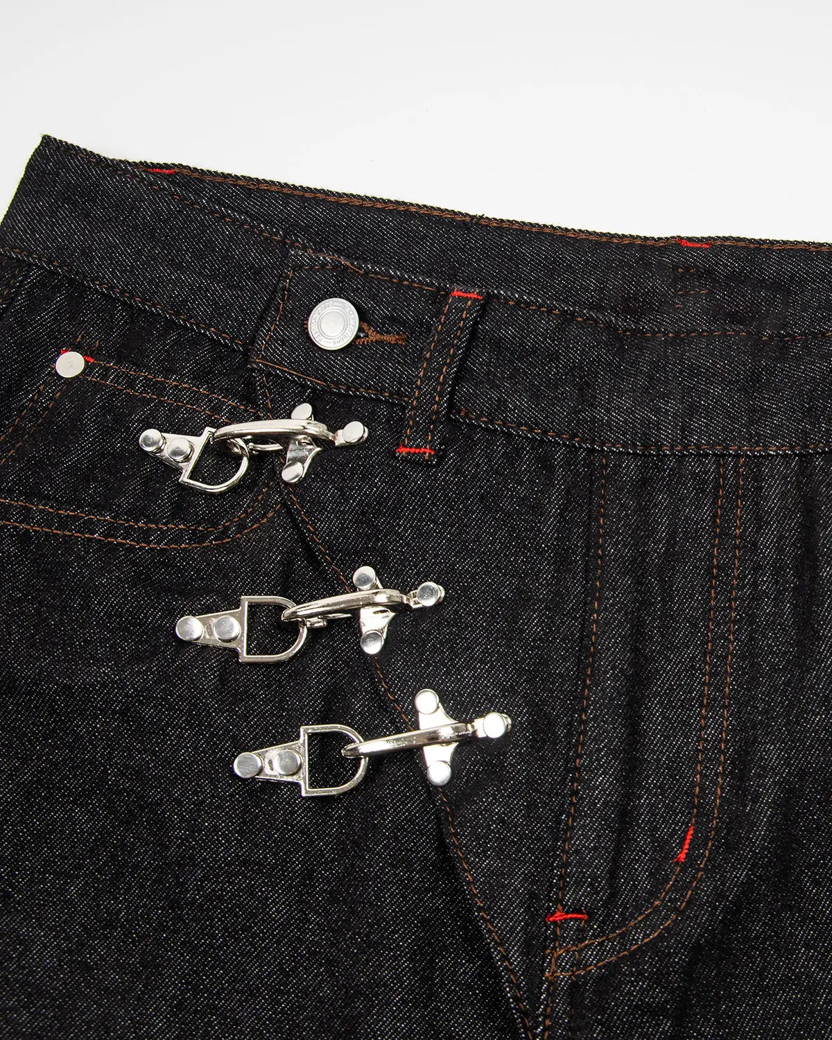 Asymmetric Buckle Raw Baggy Jeans | Inflation Streetwear