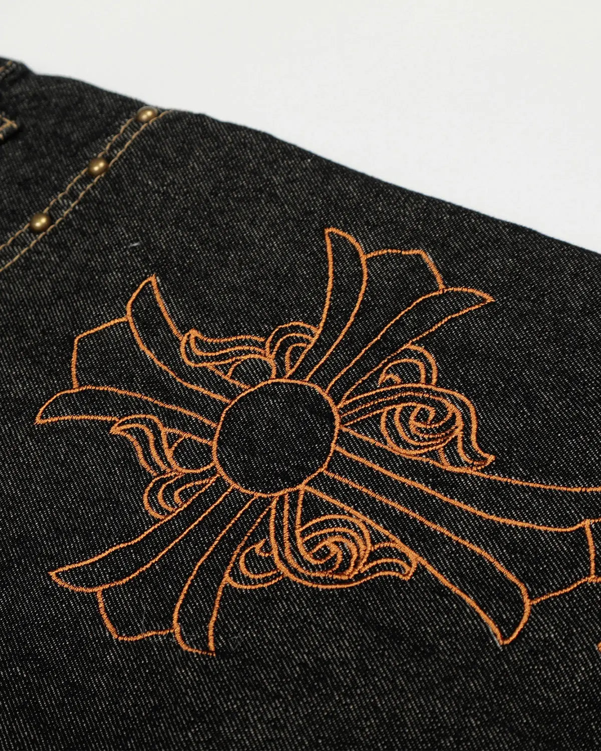 Gothic Cross Embroidery Barrel Jeans | Inflation Streetwear