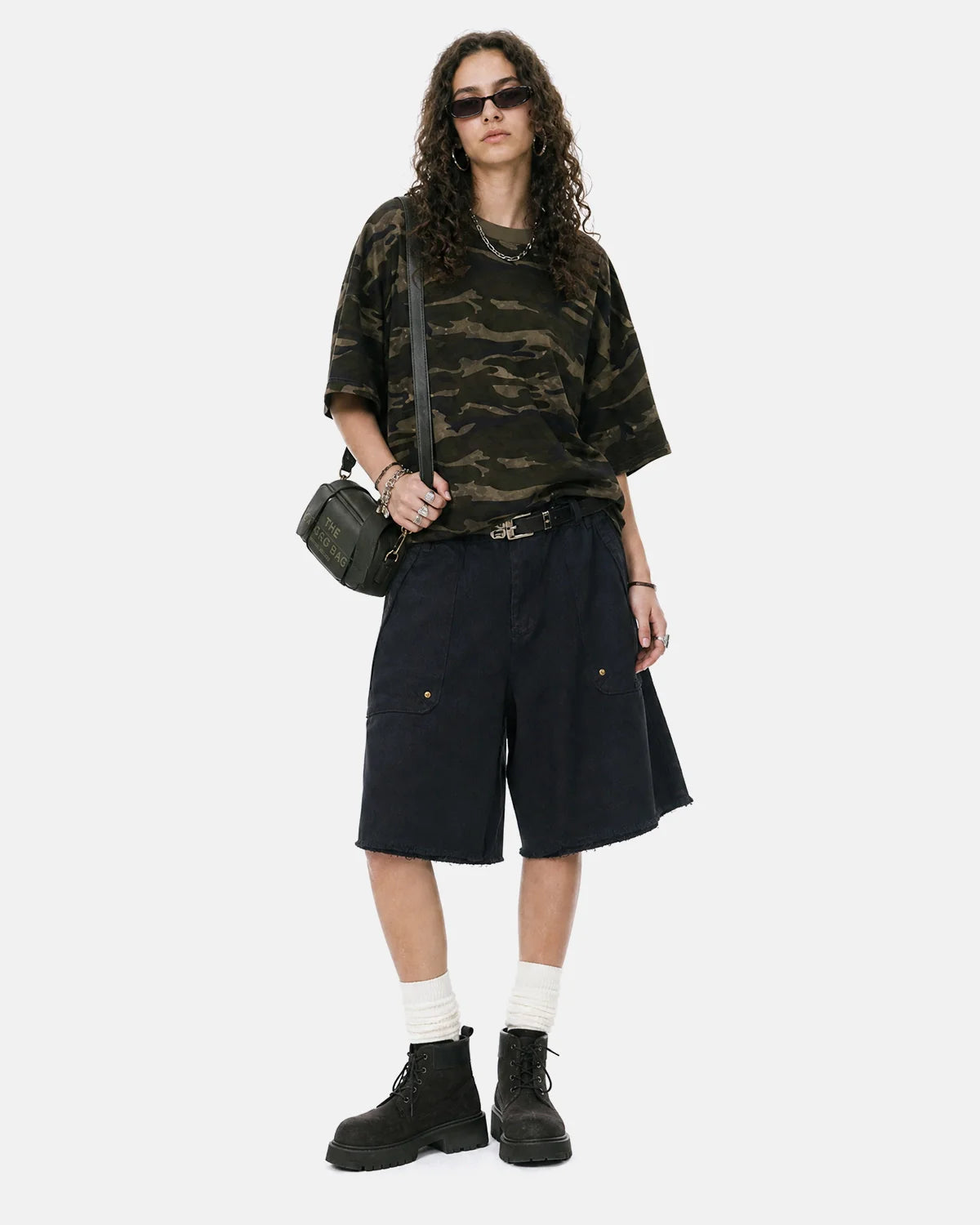 Frayed Hem Camo Knee-Length Shorts | Inflation Streetwear