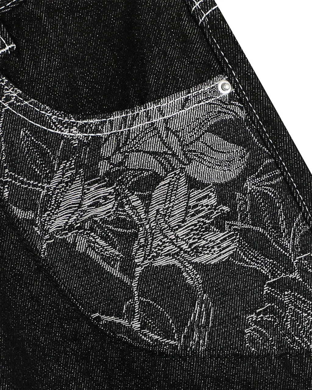 Baggy Denim Jorts with Embroidered Pocket | Inflation Streetwear