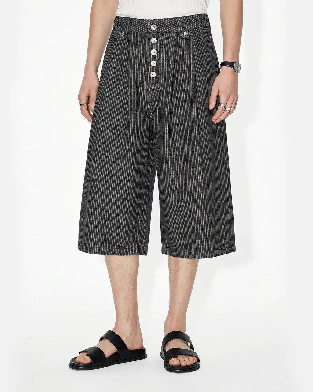 Striped Button Fly Baggy Jorts | Inflation Streetwear