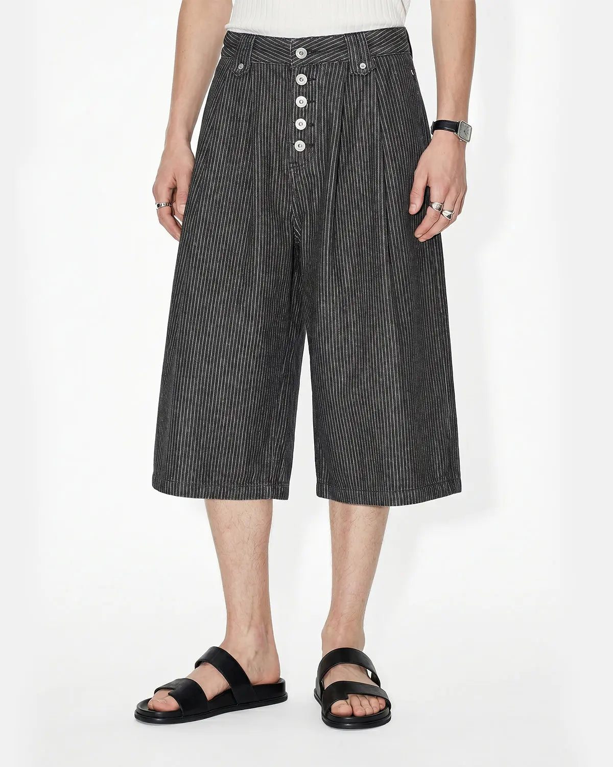 Striped Button Fly Baggy Jorts | Inflation Streetwear