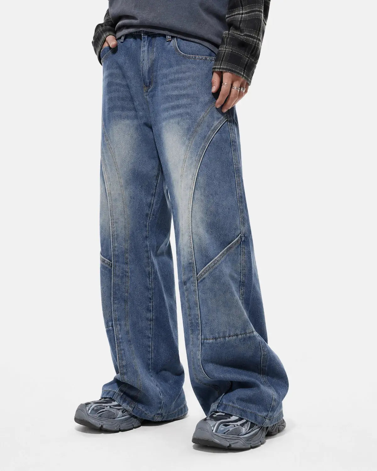 Deconstructed Baggy Straight-Leg Jeans | Inflation Streetwear