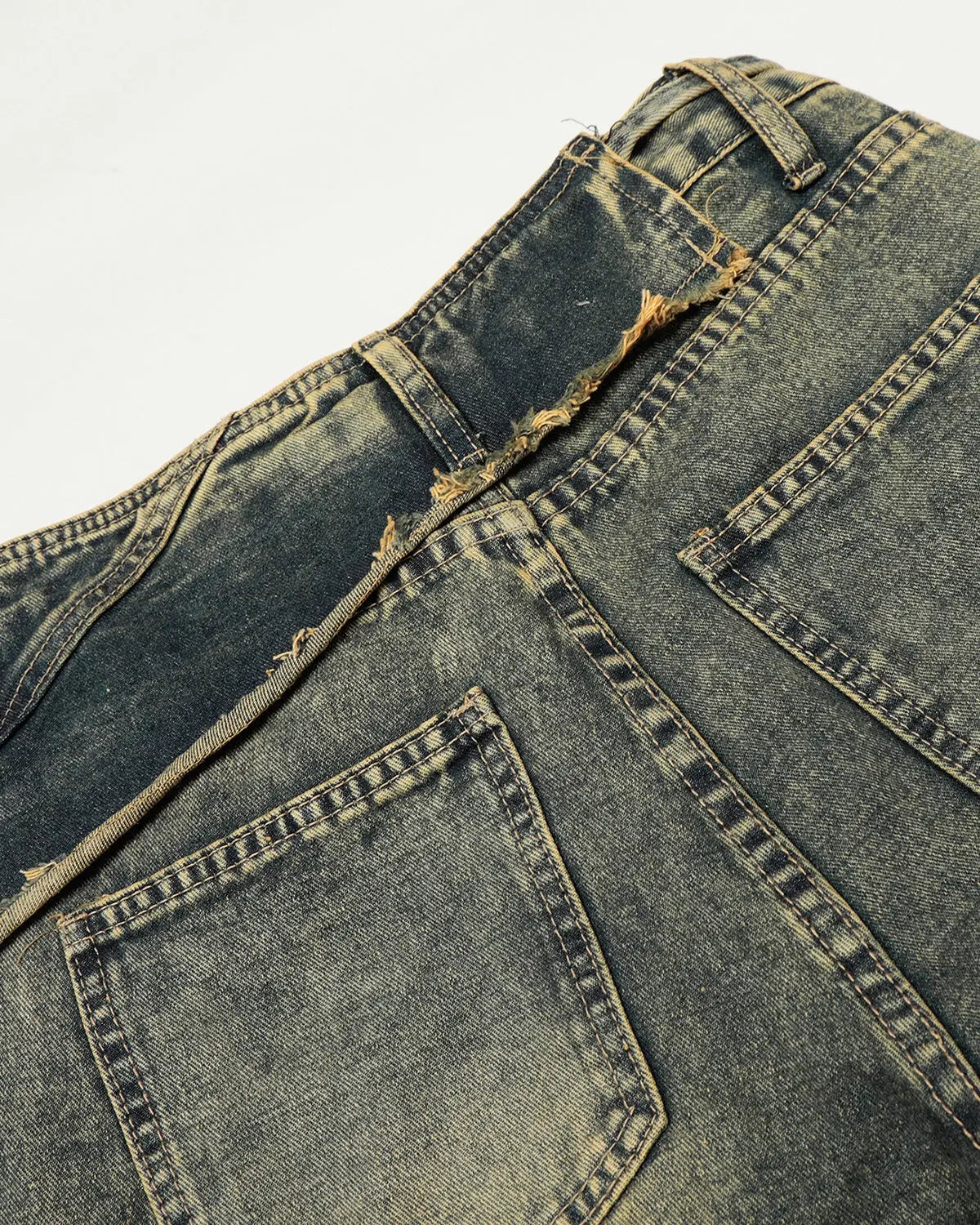 Distressed Washed Wide Leg Denim Jeans | Inflation Streetwear
