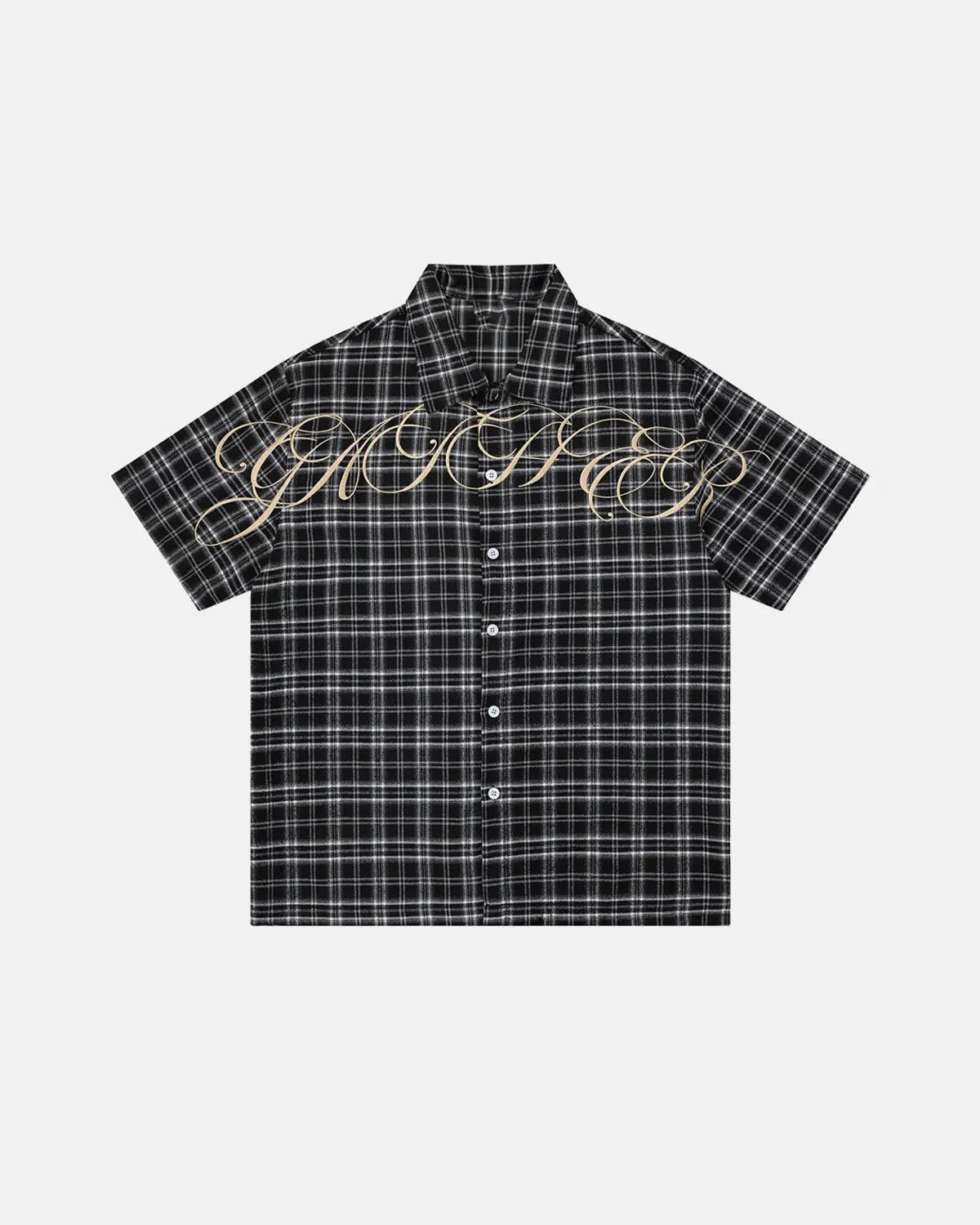 Lettering Embroidery Plaid Shirts | Inflation Streetwear