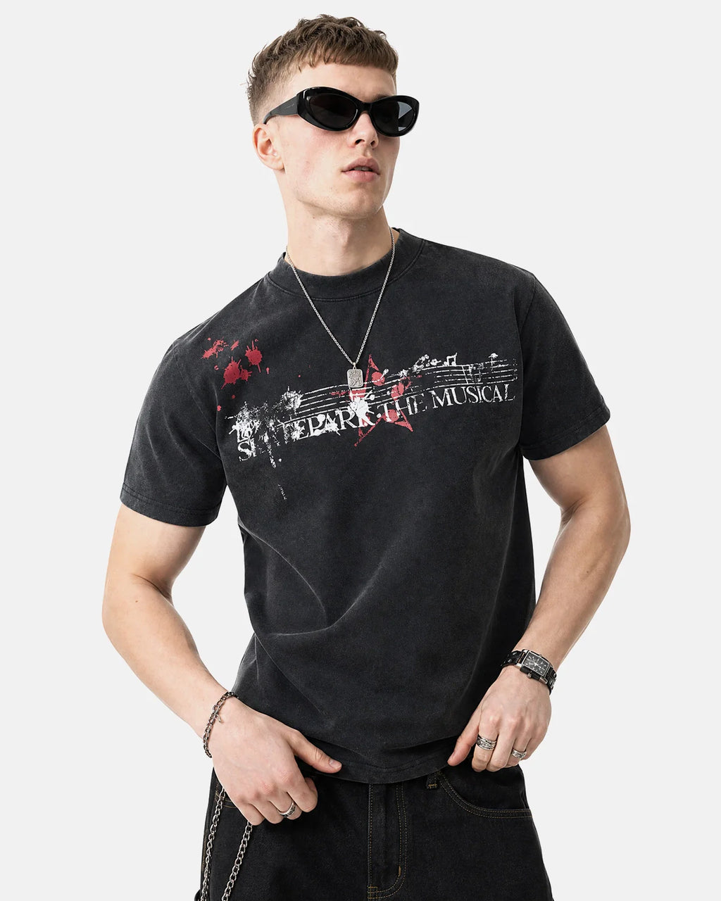 Acid Washed Music Graphic T-Shirt | Inflation Streetwear