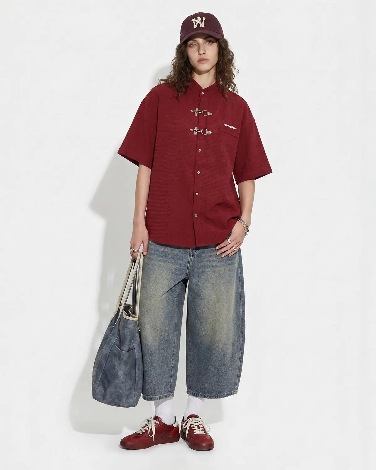 Waffle Shirt with Metal Clasp Detail | Inflation Streetwear