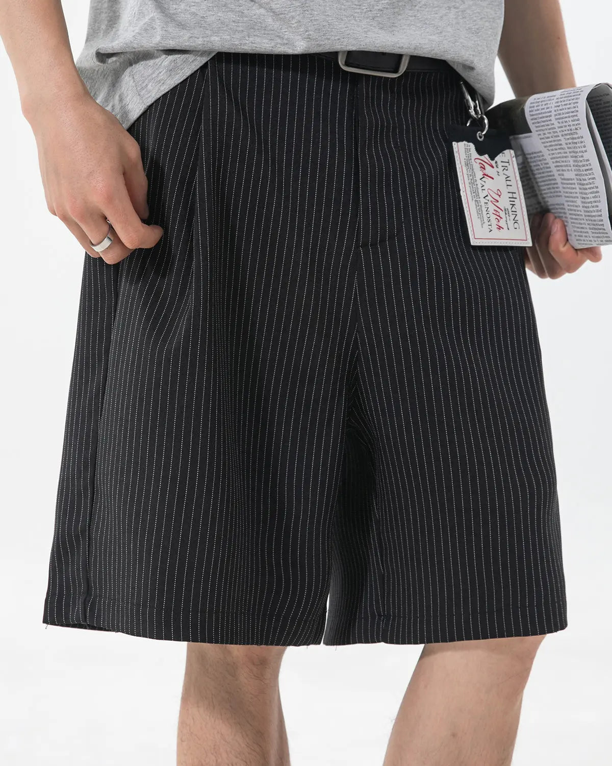 Pinstripe Pleated Tailored Shorts | Inflation Streetwear