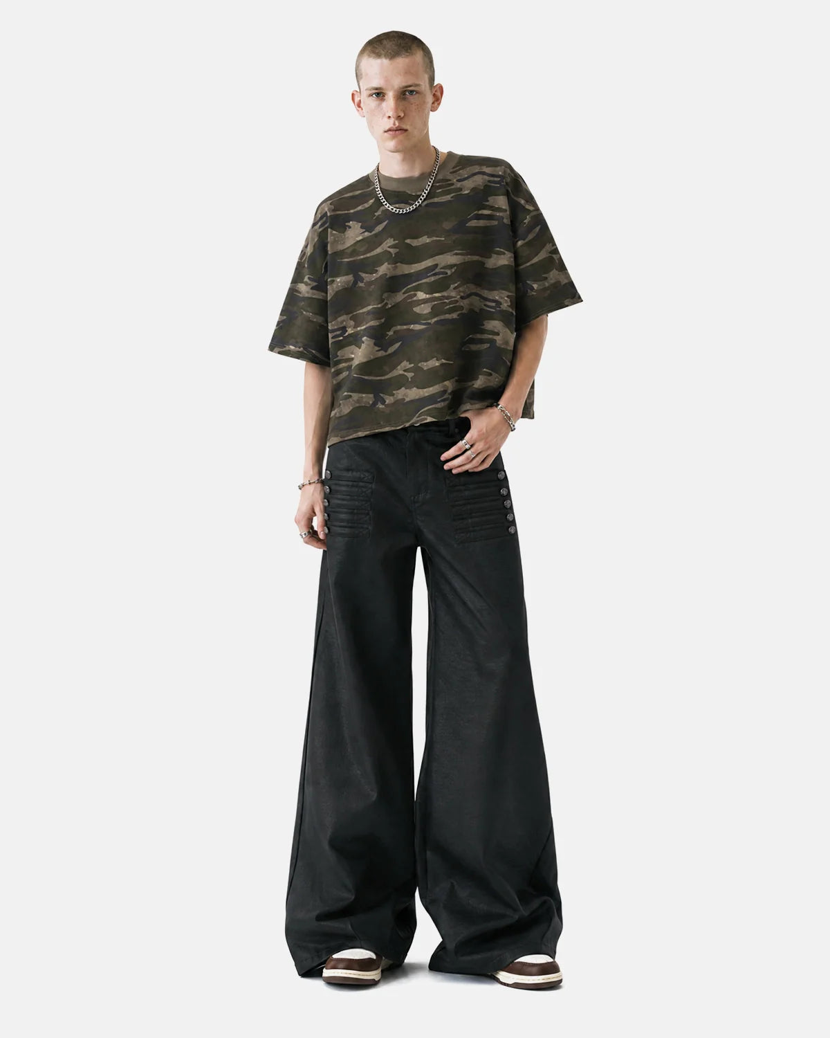 Black Graphic Wide Leg Pants | Inflation Streetwear