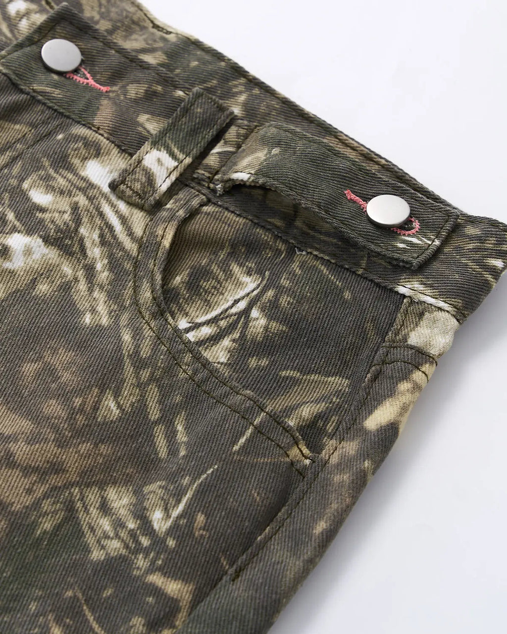 Pink Embroidered Camo Baggy Pants | Inflation Streetwear