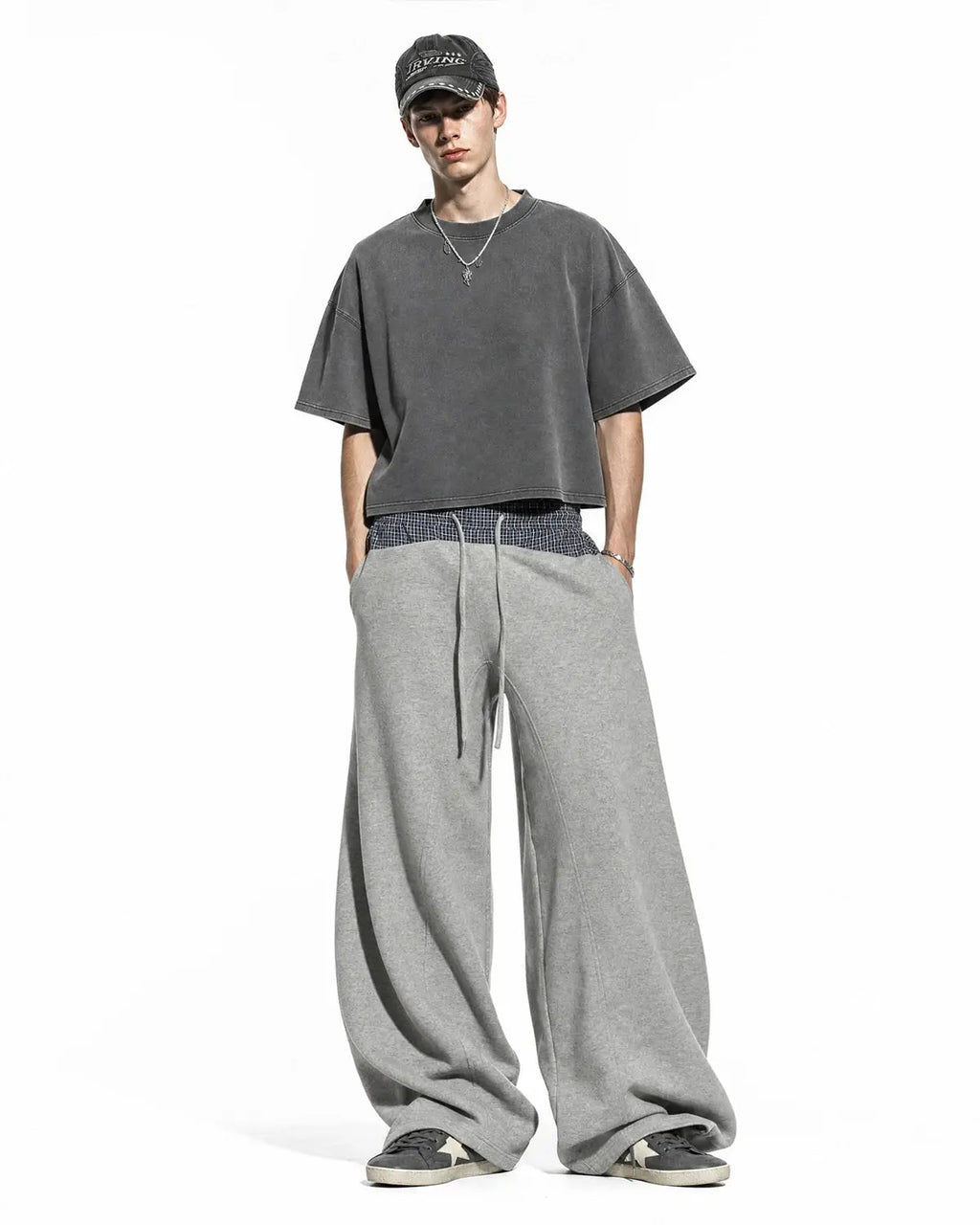 Plaid Layered Baggy Sweatpants | Inflation Streetwear