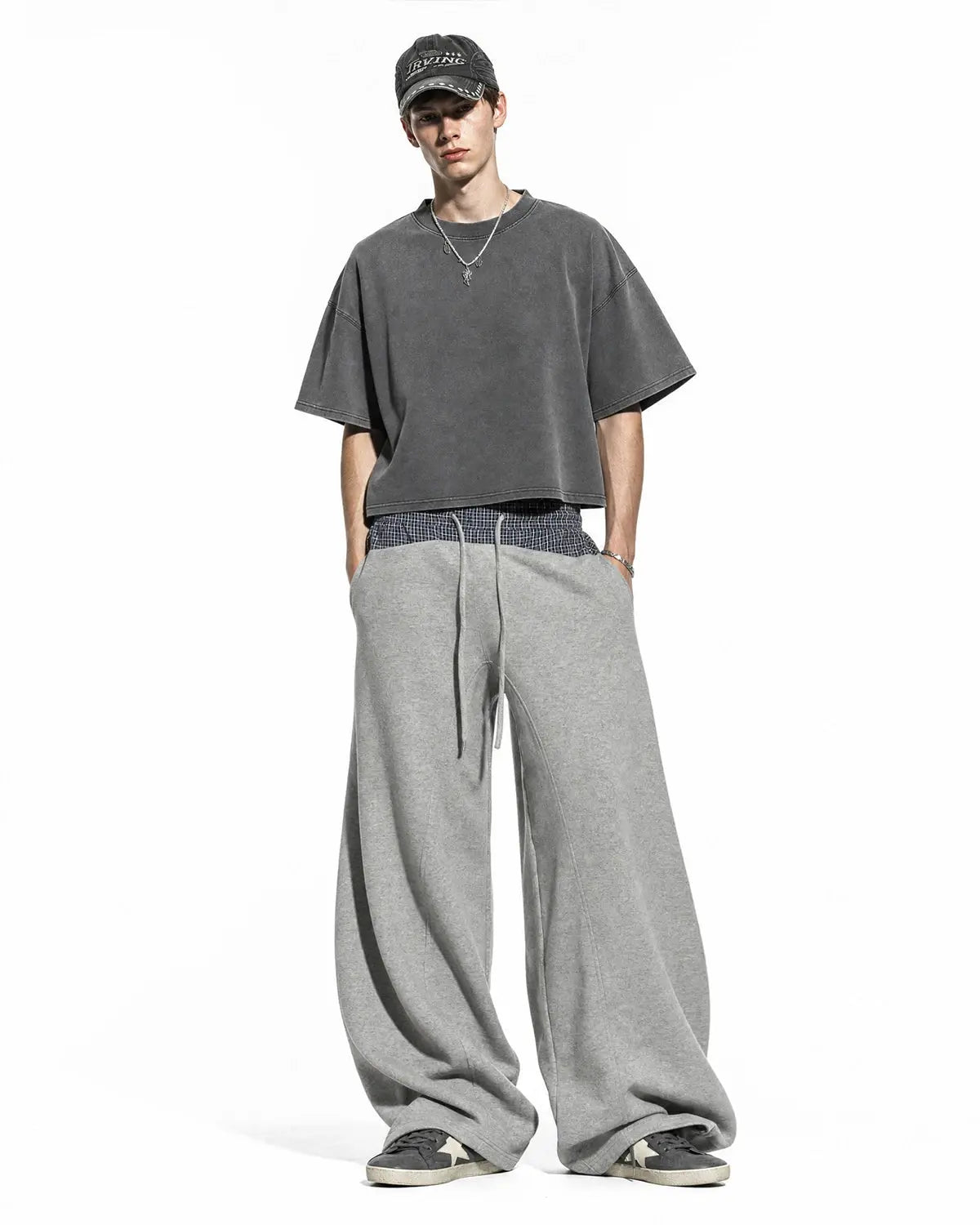 Plaid Layered Baggy Sweatpants | Inflation Streetwear