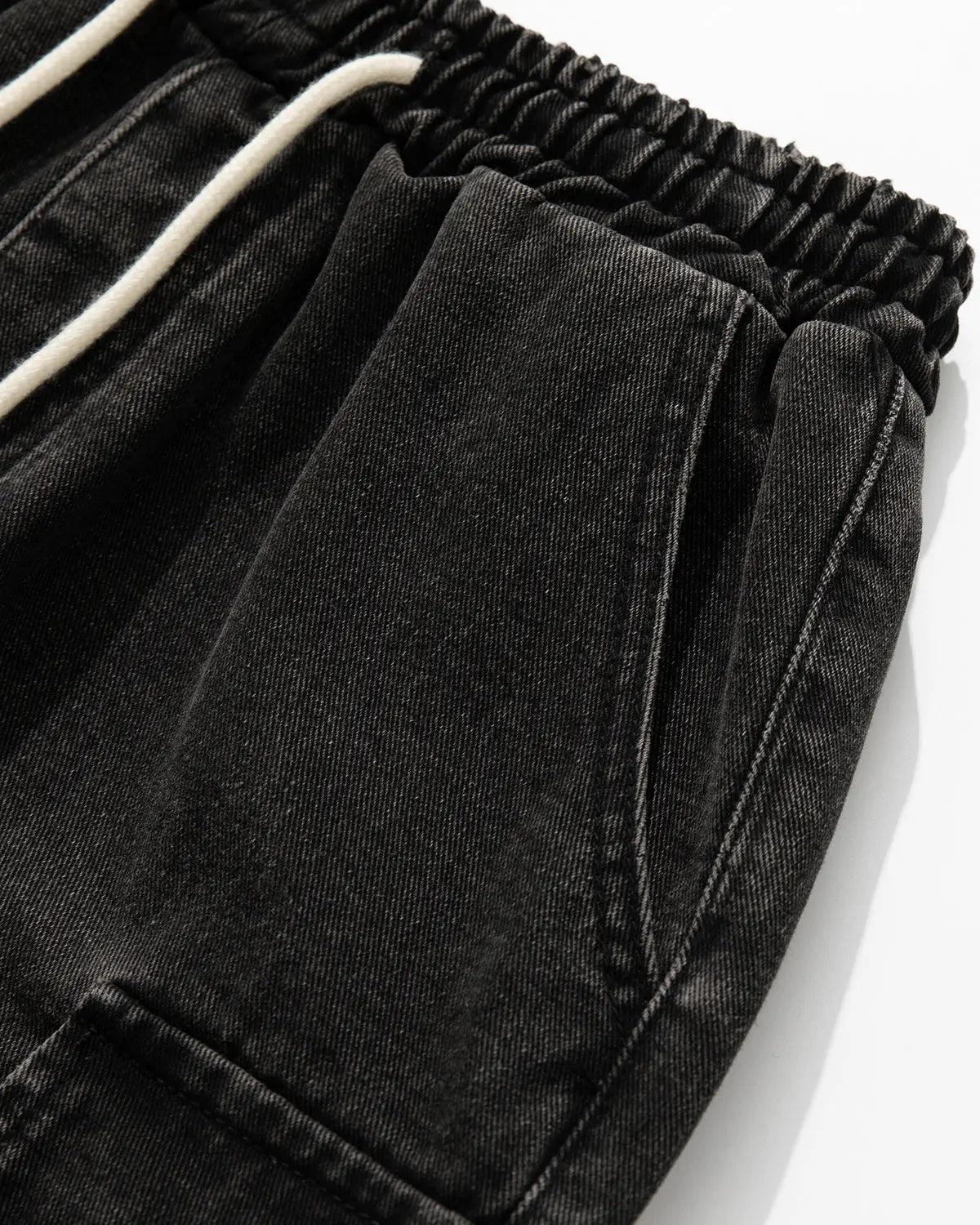 Washed Denim Cargo Shorts with Drawstring | Inflation Streetwear