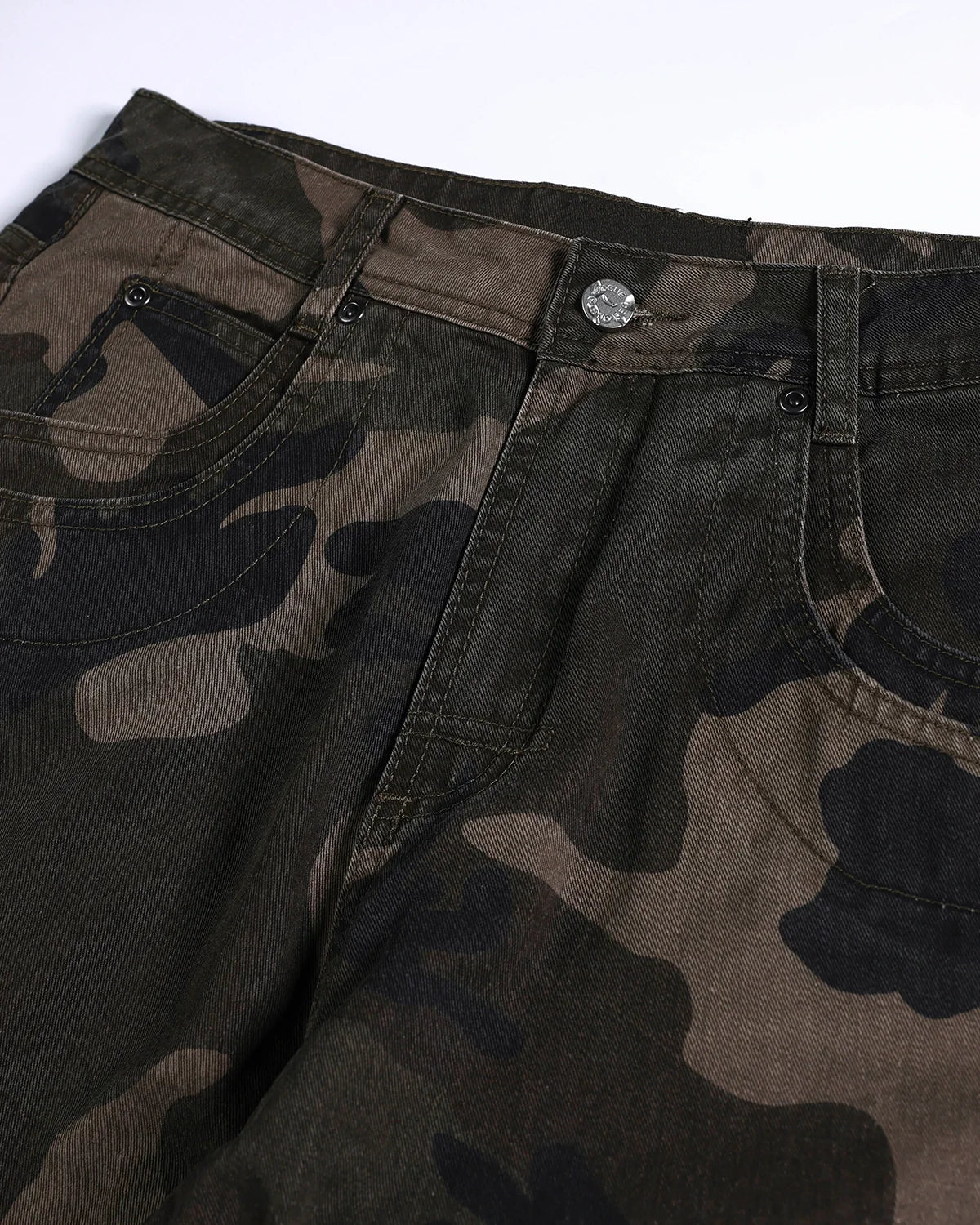 Studded Camo Barrel Jeans | Inflation Streetwear