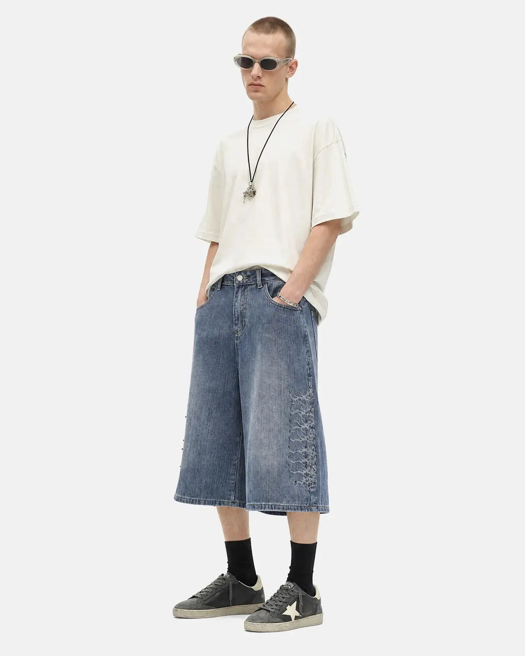 Studded Bamboo Weave Jorts | Inflation Streetwear