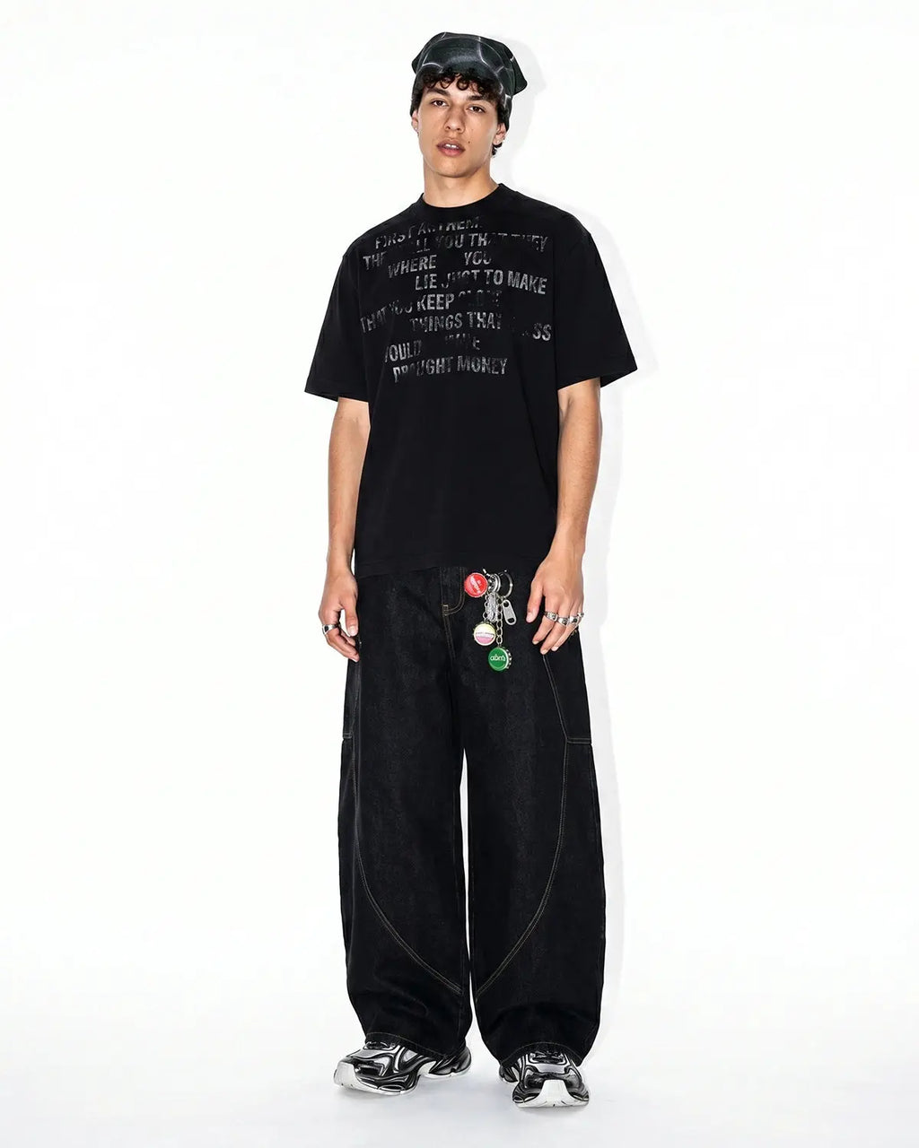 Mock Neck Distressed Graphic T-Shirt | Inflation Streetwear
