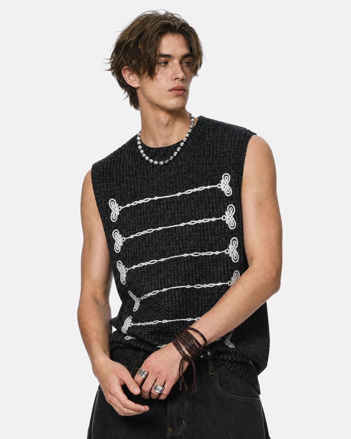 Embroidered Knit Tank Top | Inflation Streetwear