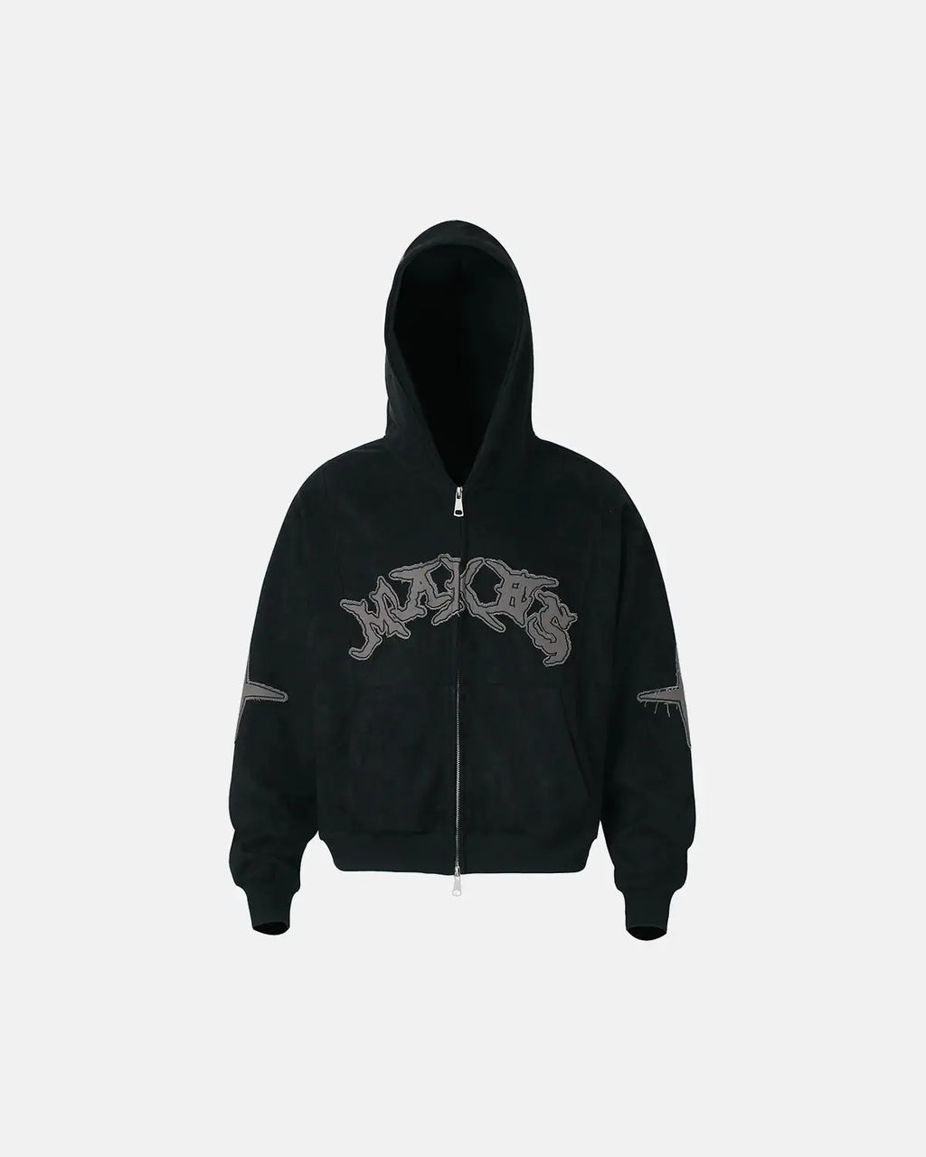 Suede Patch Embroidery Zip Hoodie | Inflation Streetwear
