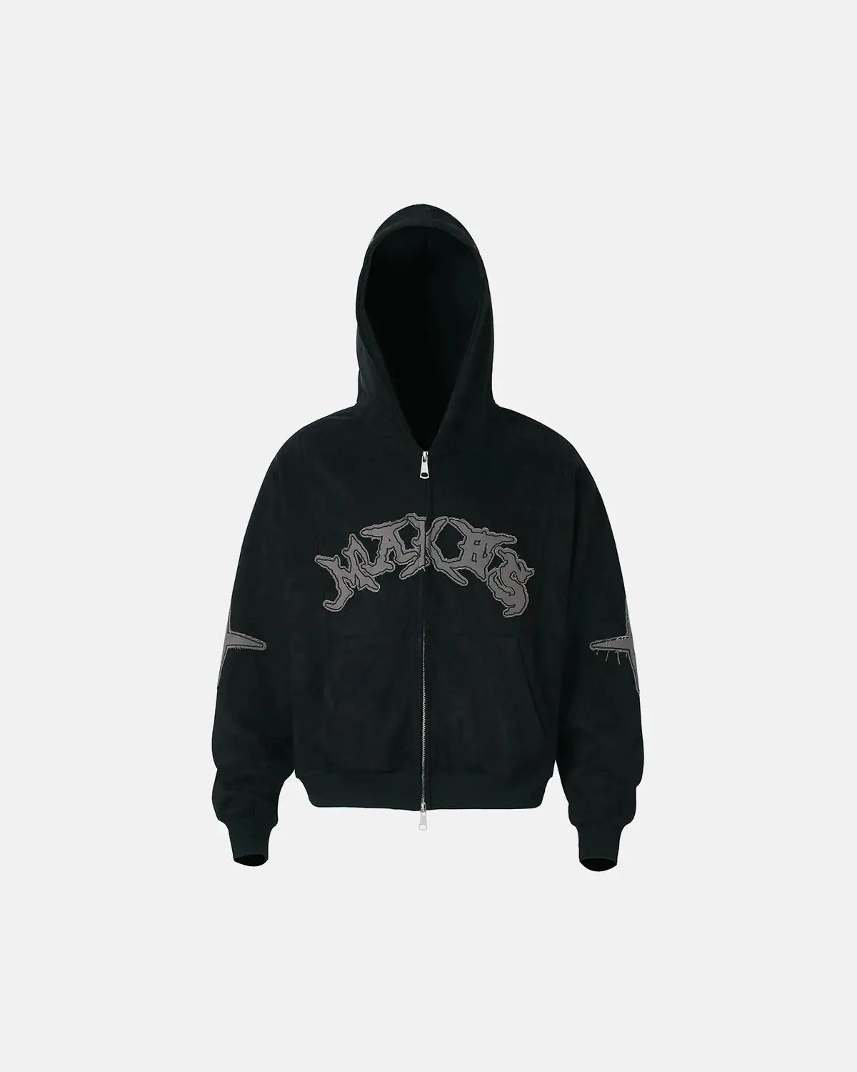 Suede Patch Embroidery Zip Hoodie | Inflation Streetwear