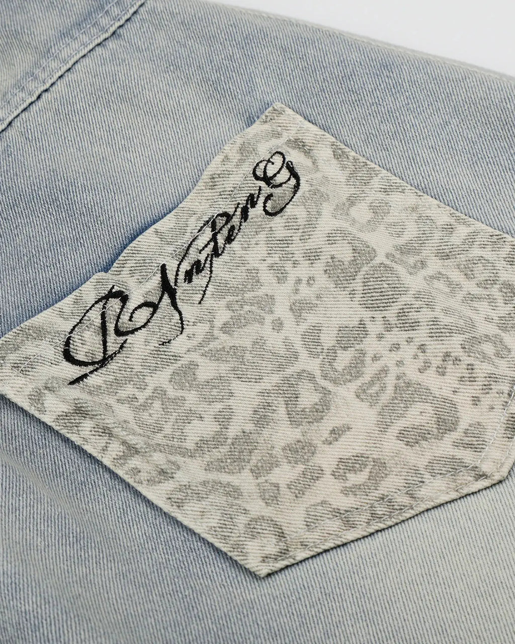 Leopard Patch Barrel Jeans | Inflation Streetwear