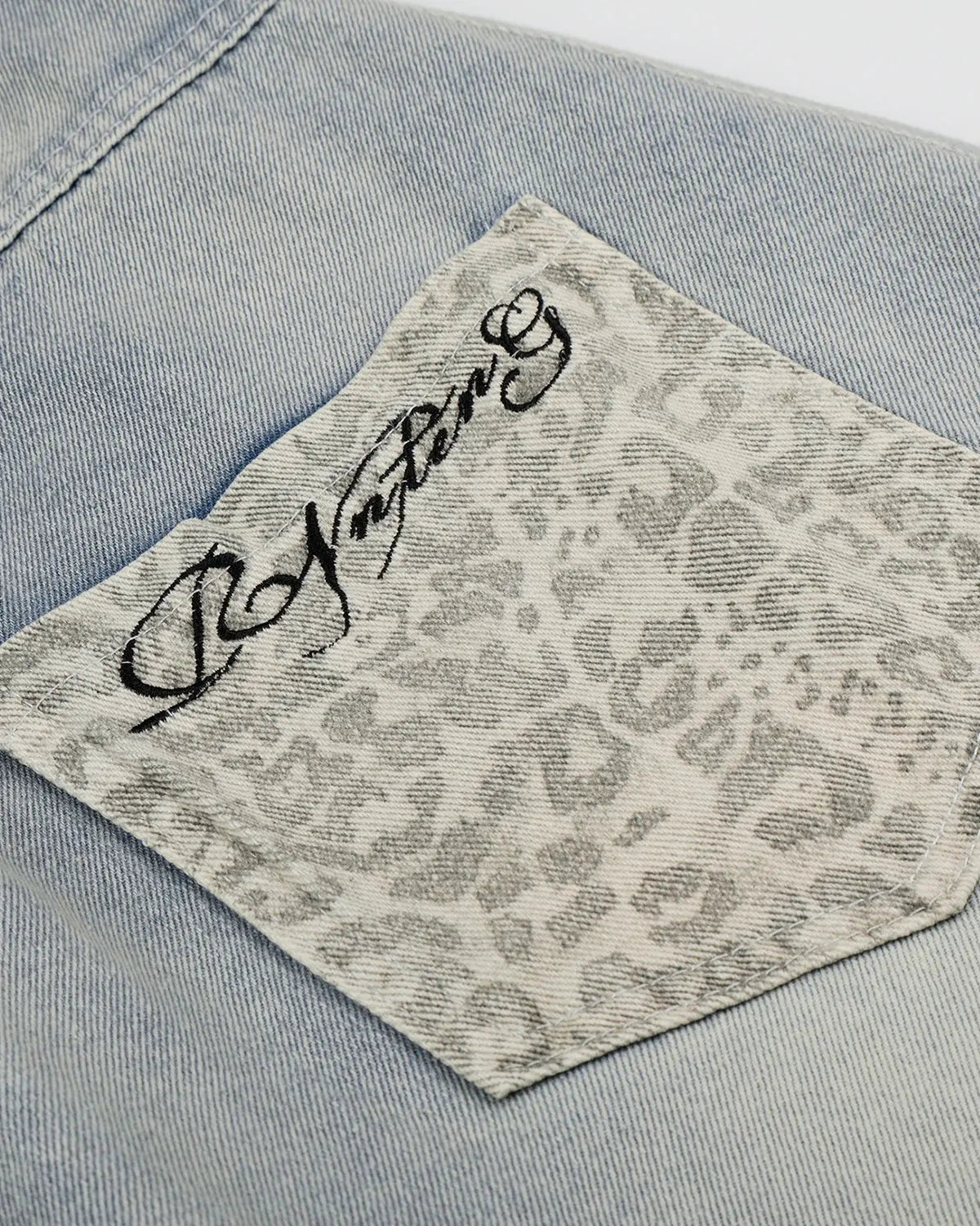 Leopard Patch Barrel Jeans | Inflation Streetwear
