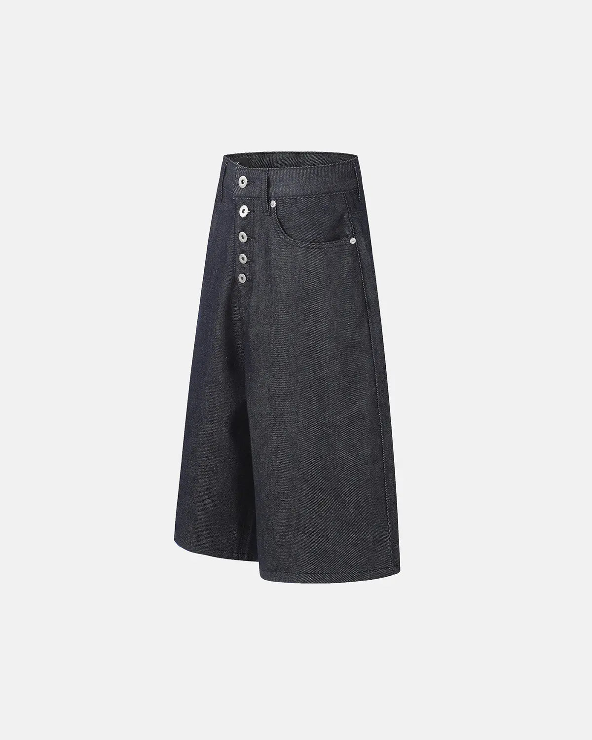 Button Detail Baggy Denim Jorts | Inflation Streetwear