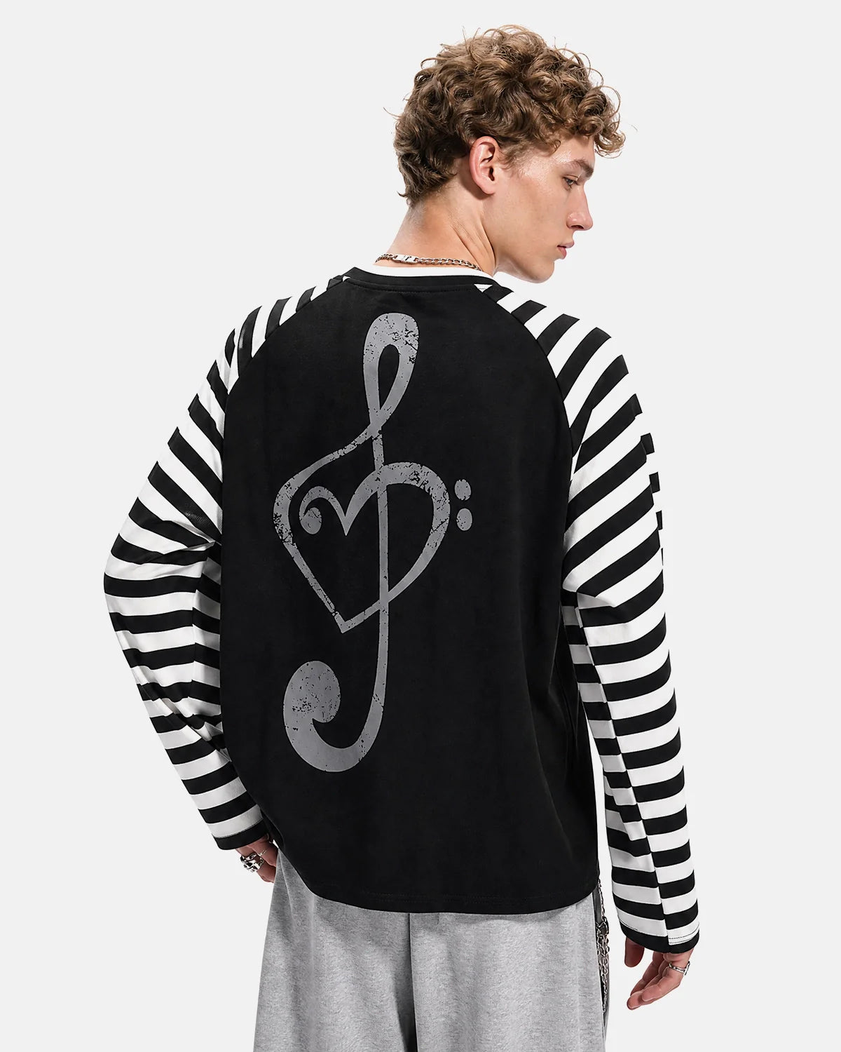 Music Graphic Striped Long Sleeve T-Shirt | Inflation Streetwear