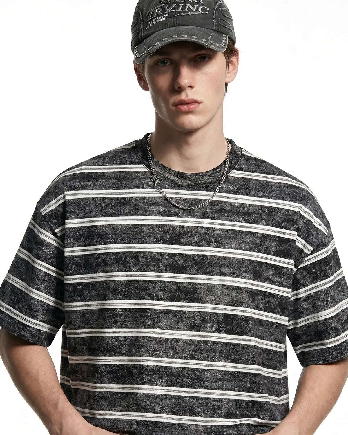 Vintage Washed Striped Boxy T-Shirt | Inflation Streetwear