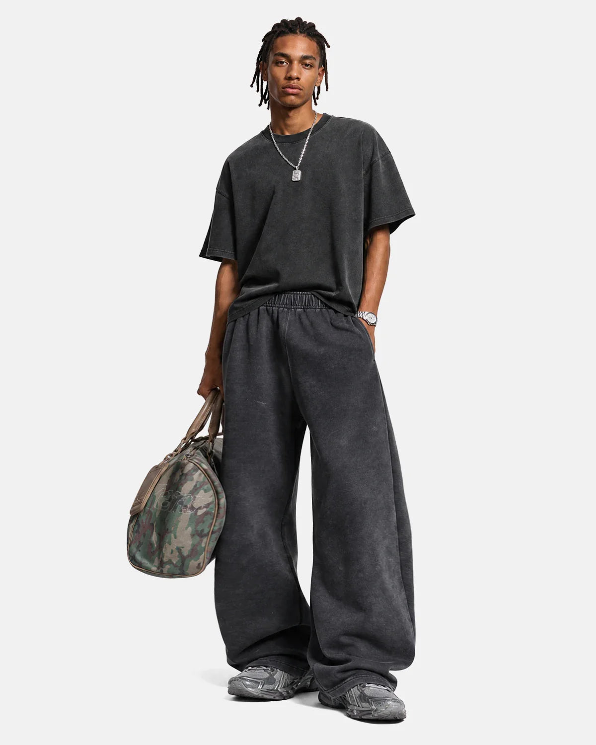 Washed Graphic Wide-Leg Sweatpants | Inflation Streetwear