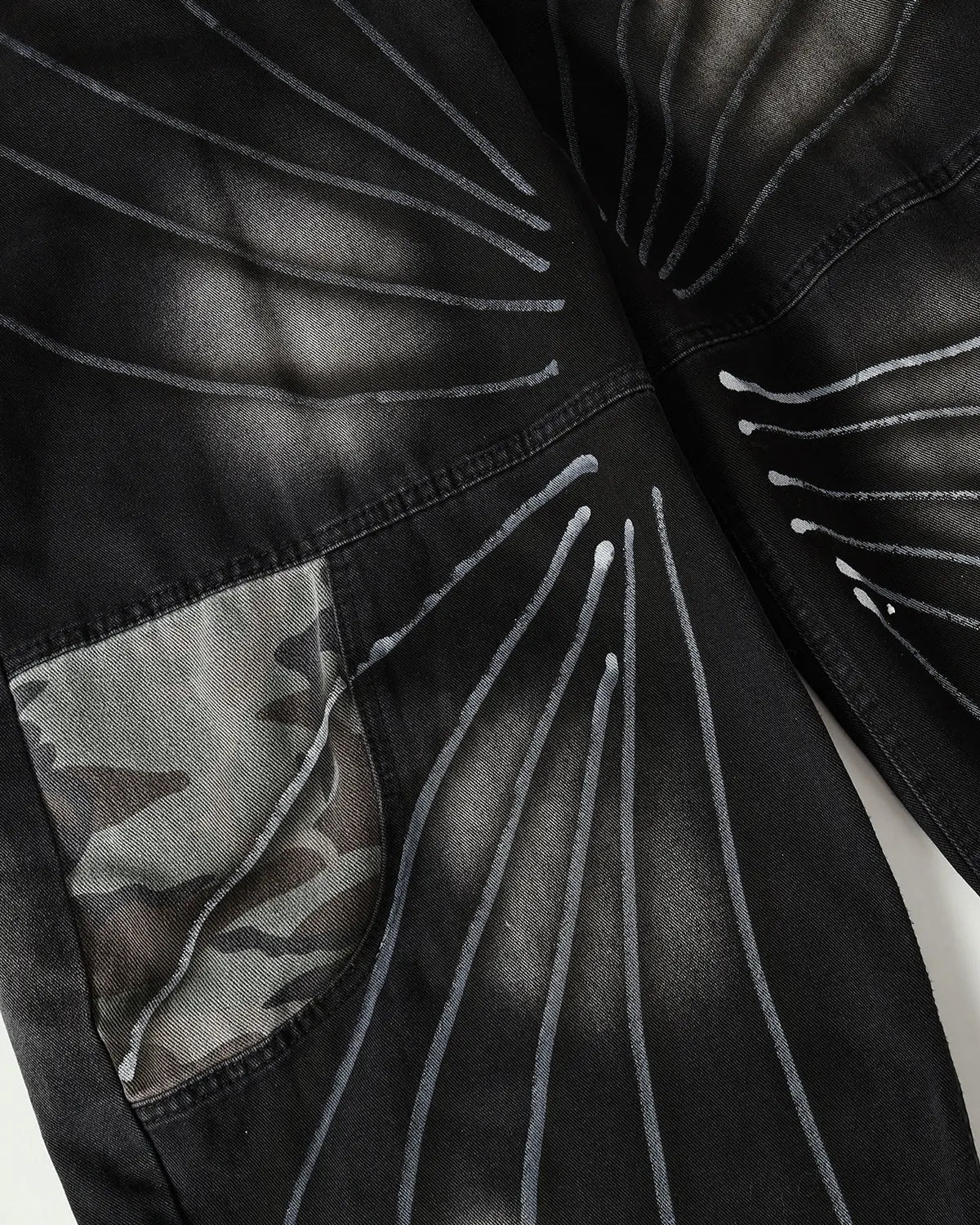 Spray Graphic Camo Barrel Jeans | Inflation Streetwear