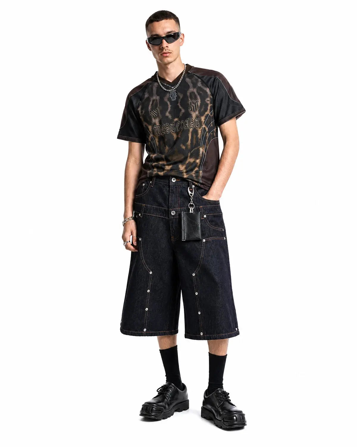 Double Waist Rivet Baggy Jorts | Inflation Streetwear