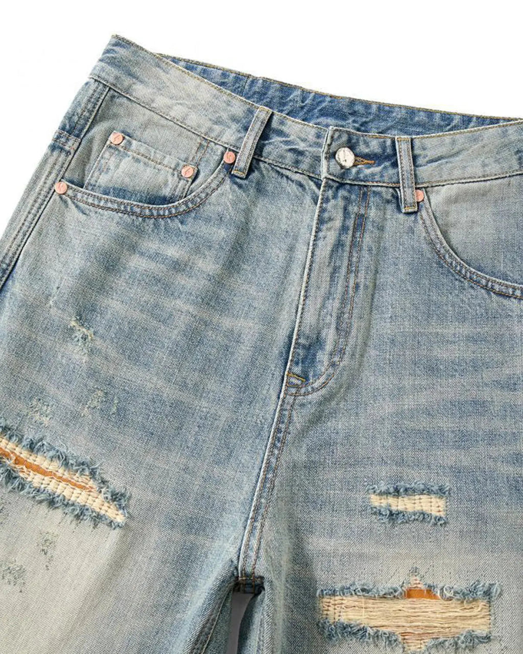 Distressed Ripped Straight-Leg Jeans | Inflation Streetwear