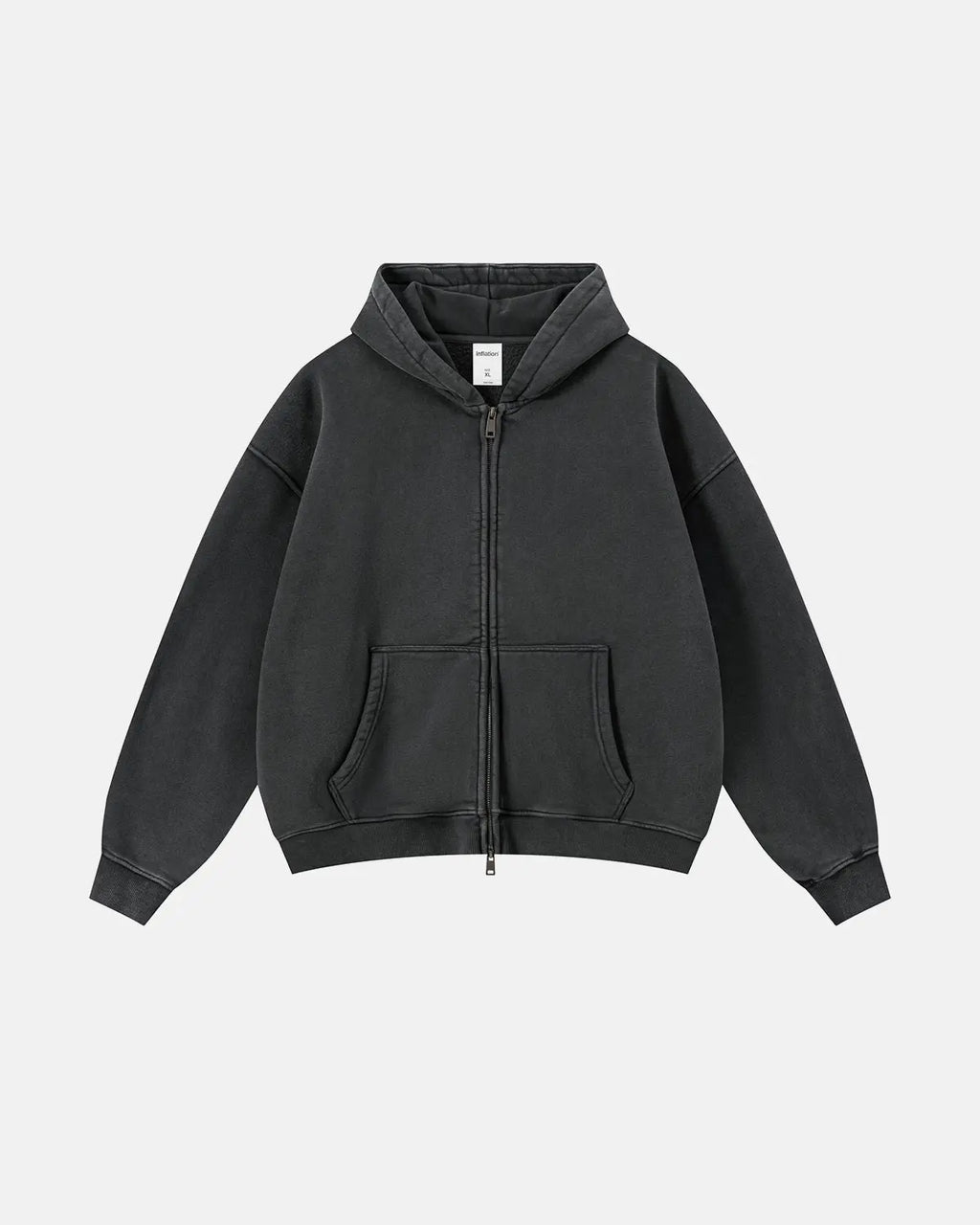 Vintage Washed Fleece Boxy Zip Hoodie | Inflation Streetwear