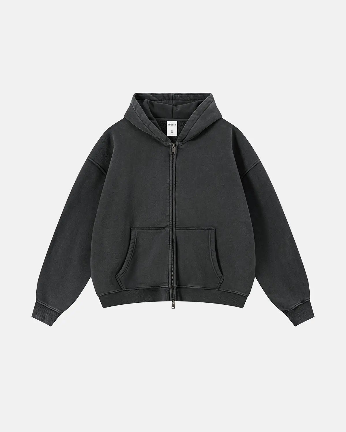 Vintage Washed Fleece Boxy Zip Hoodie | Inflation Streetwear