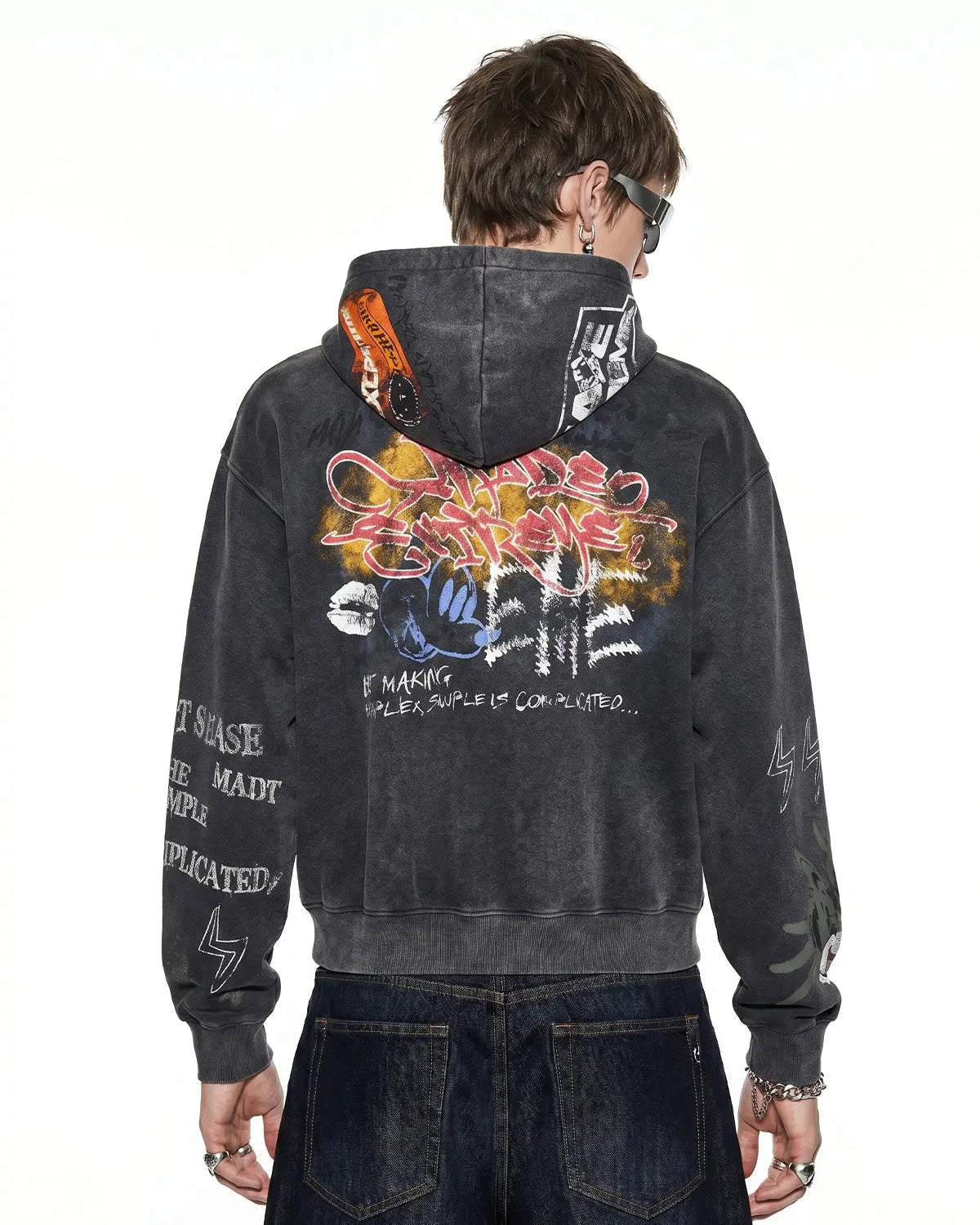 Boxy Graffiti Zip Up Hoodie | Inflation Streetwear