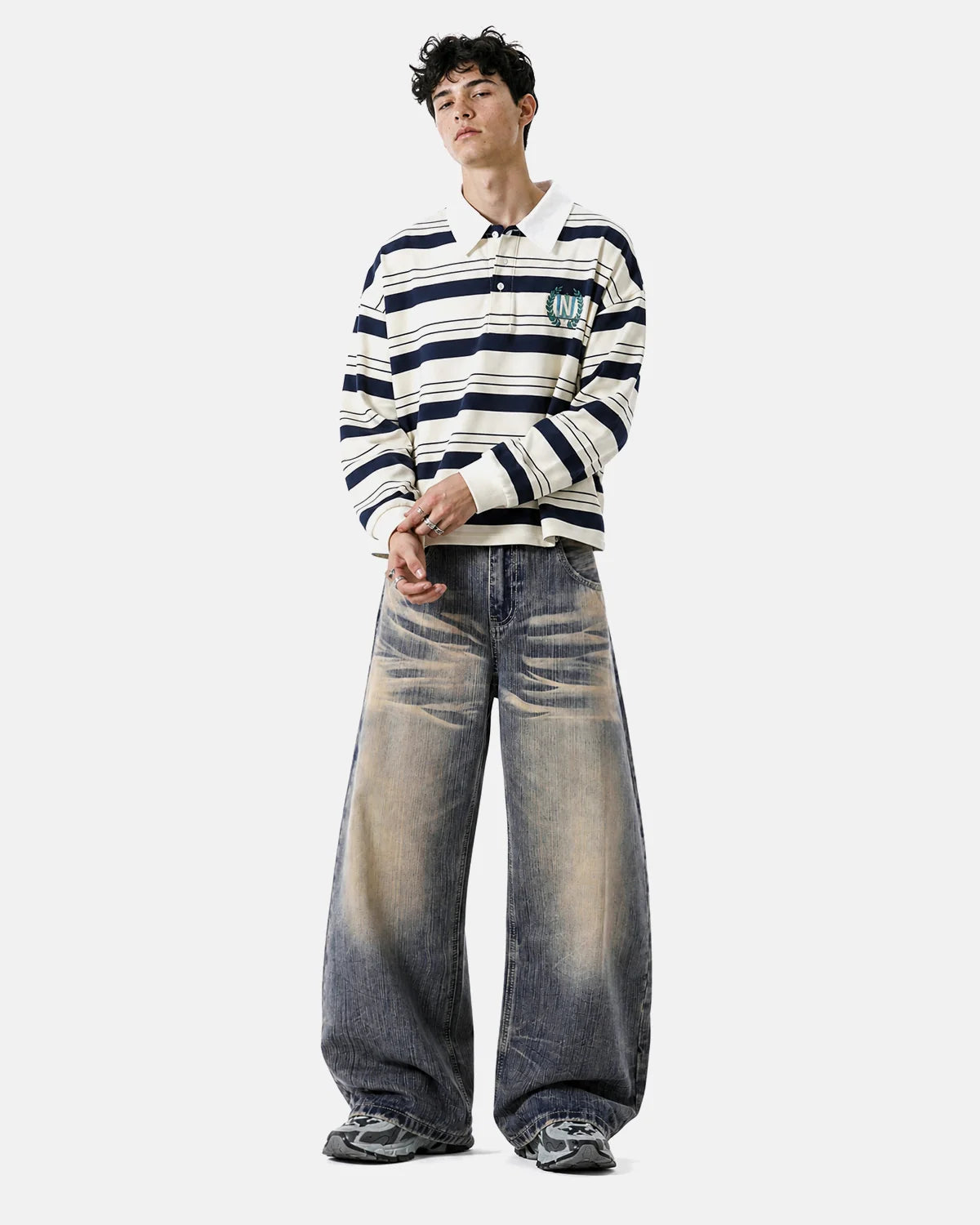 Bamboo Weave Dirty Wash Barrel Jeans | Inflation Streetwear