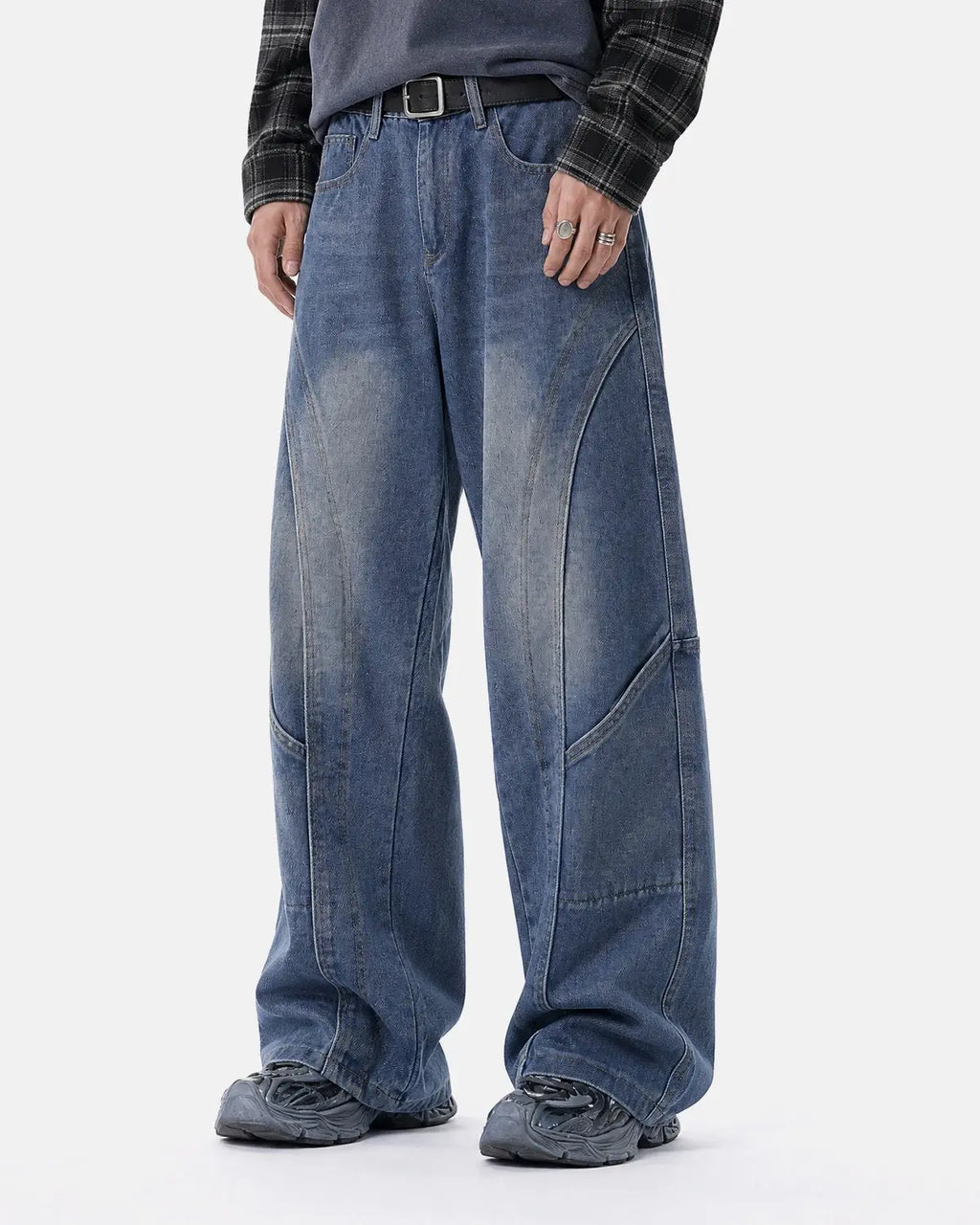 Deconstructed Baggy Straight-Leg Jeans | Inflation Streetwear