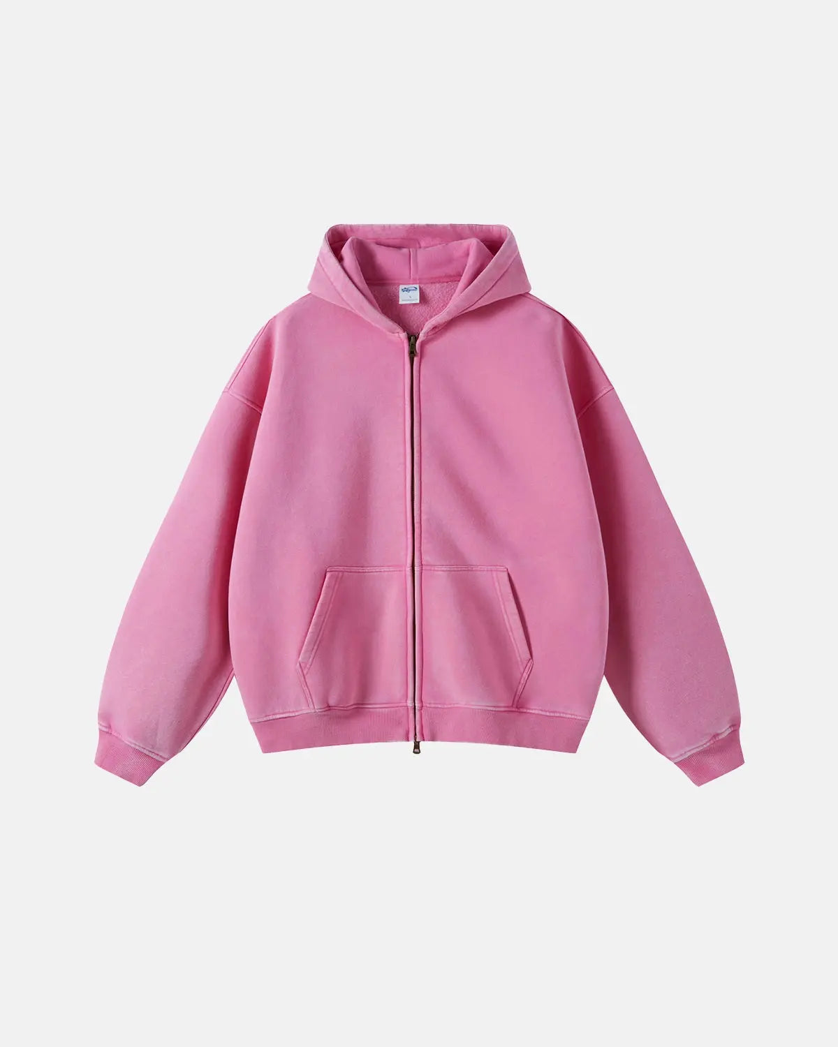 INFLATION Washed Distressed Fleece Zip Up Hoodies
