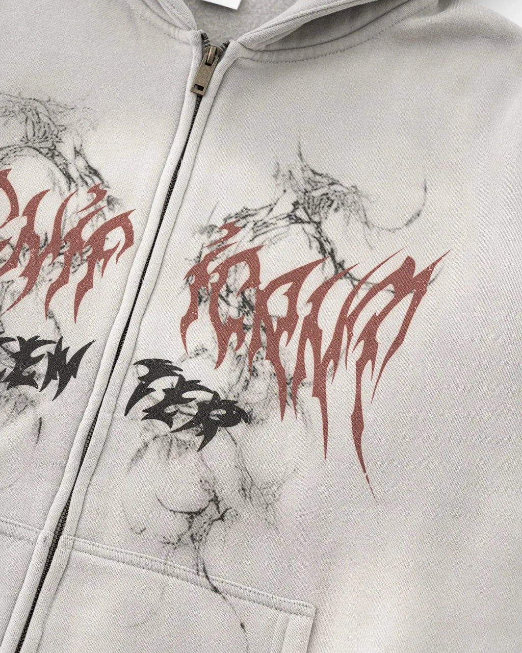 INFLATION Washed Graphic Zip Up Hoodies