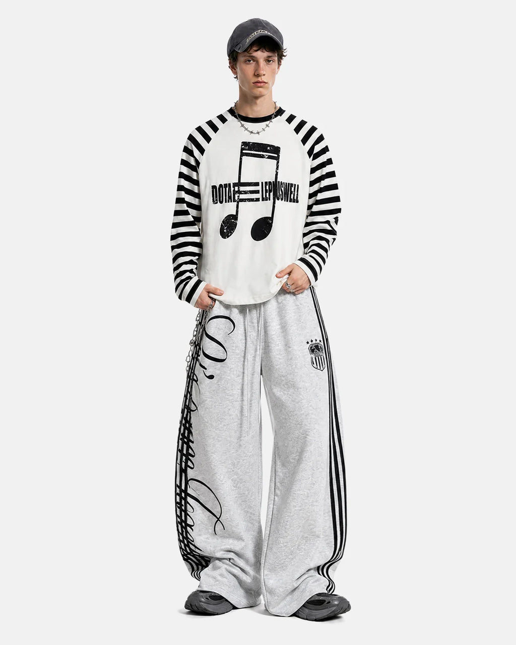 Music Graphic Striped Long Sleeve T-Shirt | Inflation Streetwear