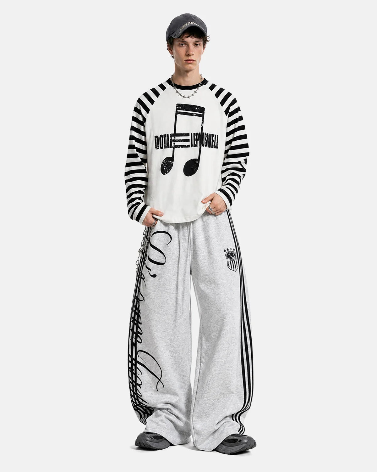 Music Graphic Striped Long Sleeve T-Shirt | Inflation Streetwear