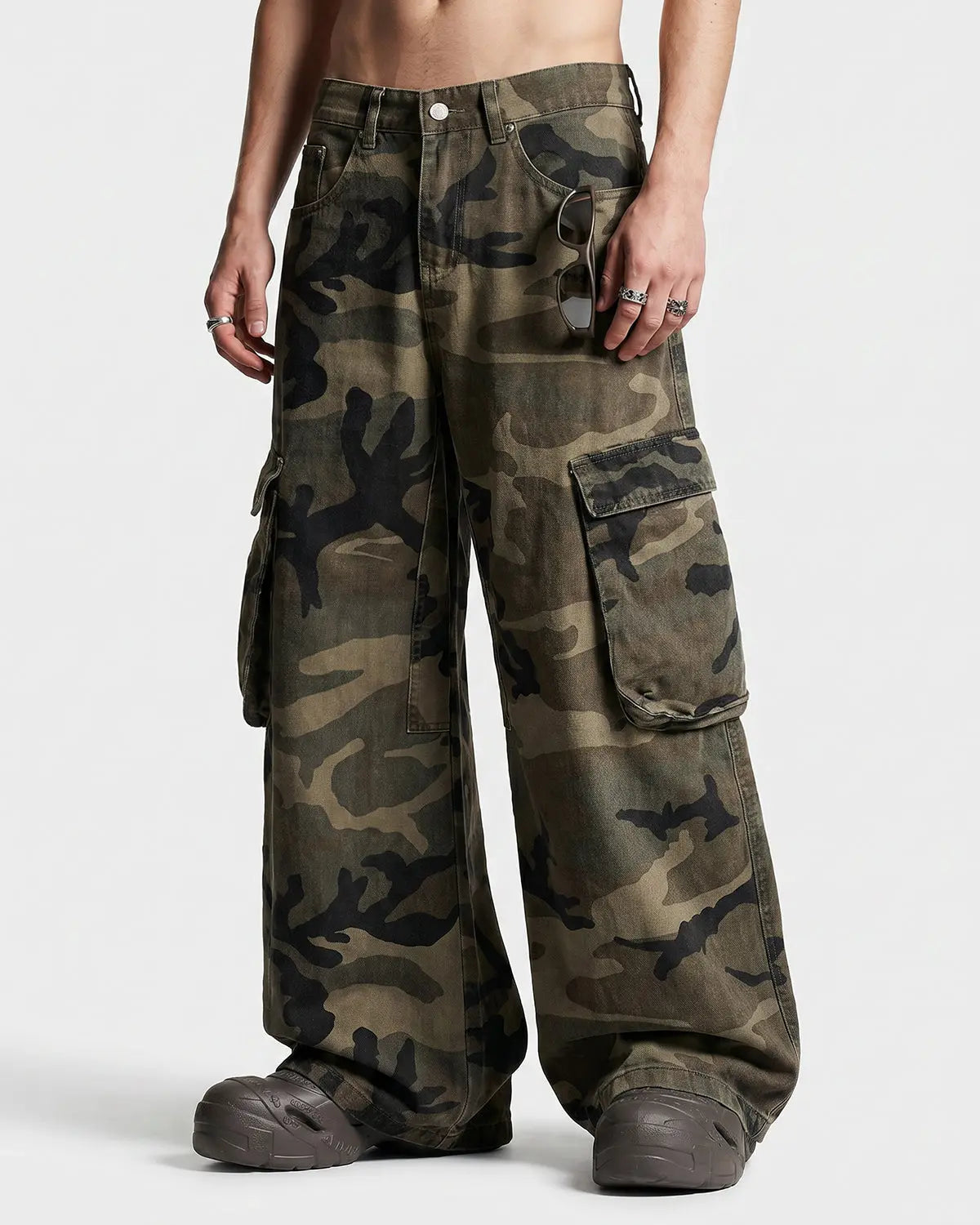 Camo Cargo Barrel Pants | Inflation Streetwear