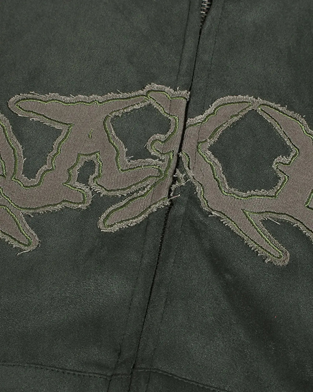 Suede Patch Embroidery Zip Hoodie | Inflation Streetwear