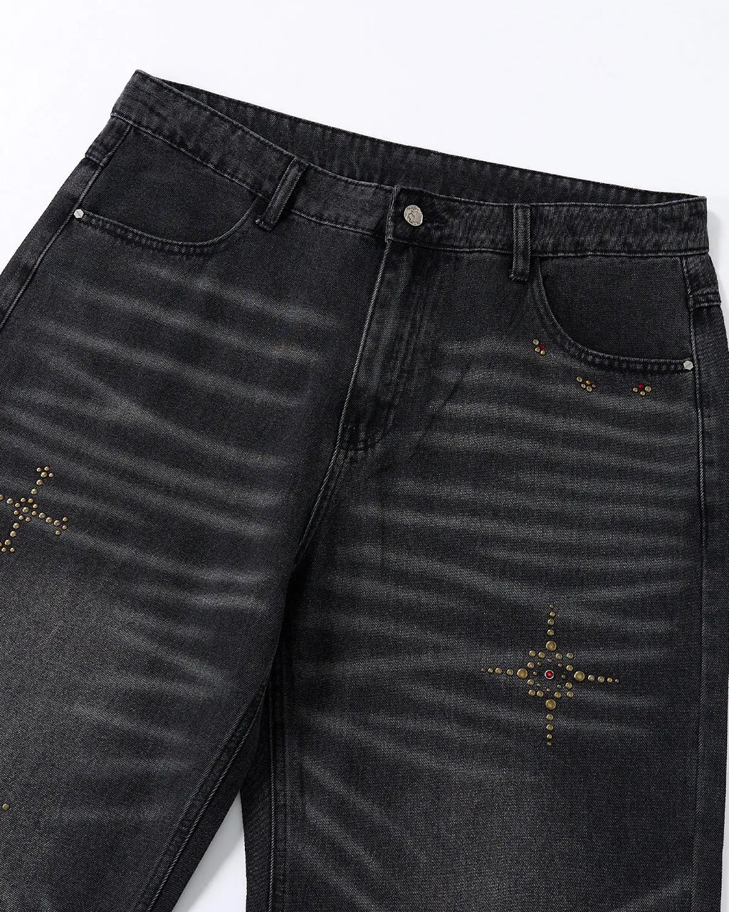 Distressed Rhinestone Ripped Baggy Jeans | Inflation Streetwear