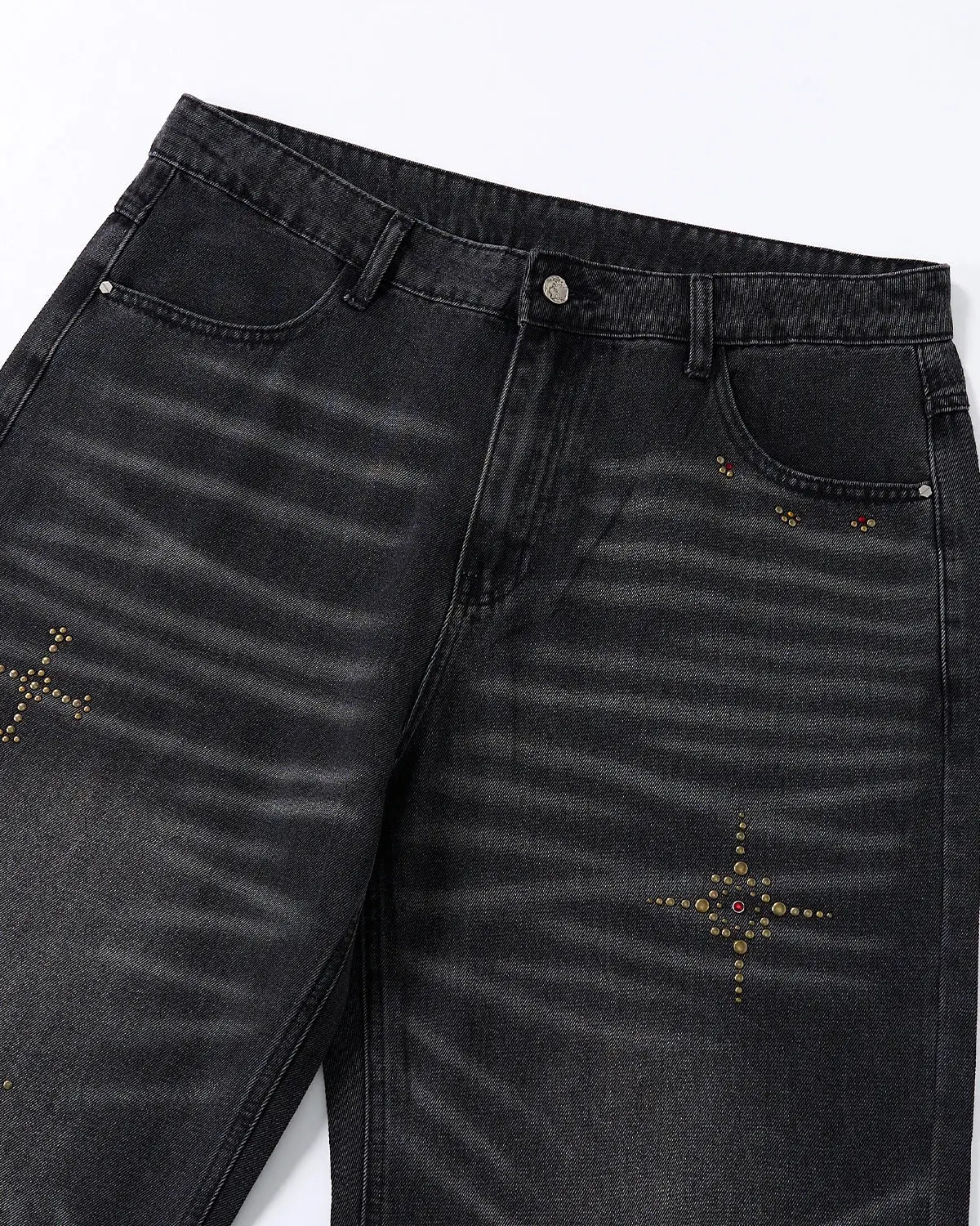 Distressed Rhinestone Ripped Baggy Jeans | Inflation Streetwear