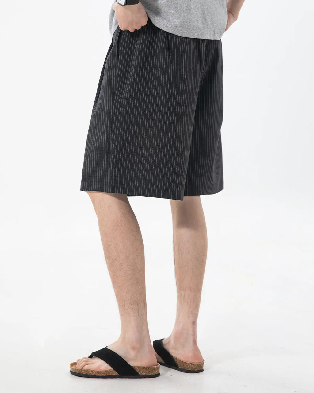 Pinstripe Pleated Tailored Shorts | Inflation Streetwear